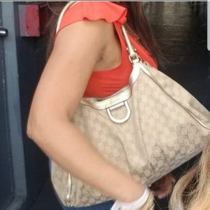 Gucci gold D ring hobo bag